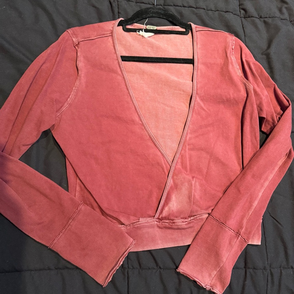 FREE PEOPLE DEEP V LONG SLEEVE IN RUST